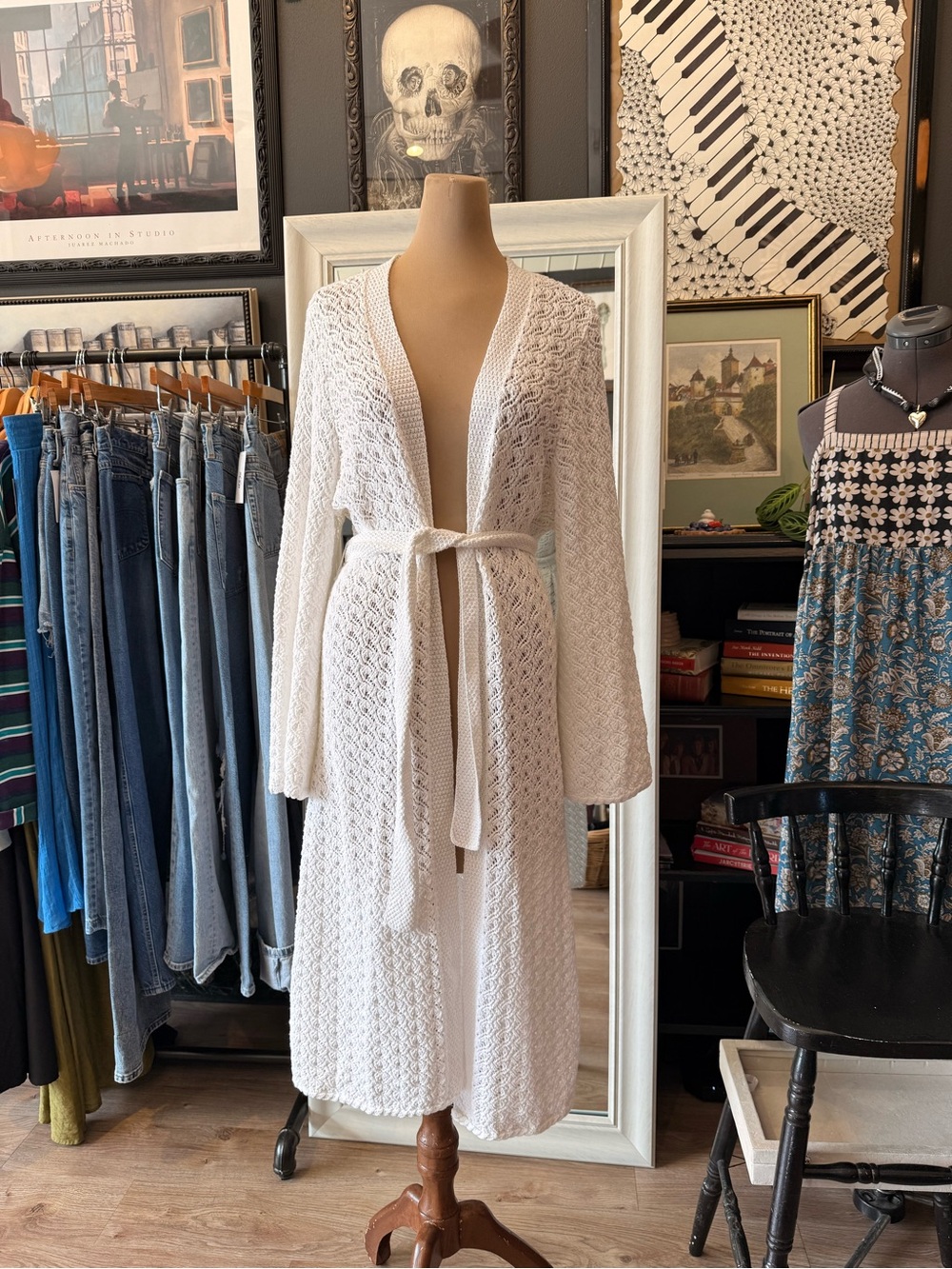 Trina Turk White Open-Knit Sweater Cover-Up